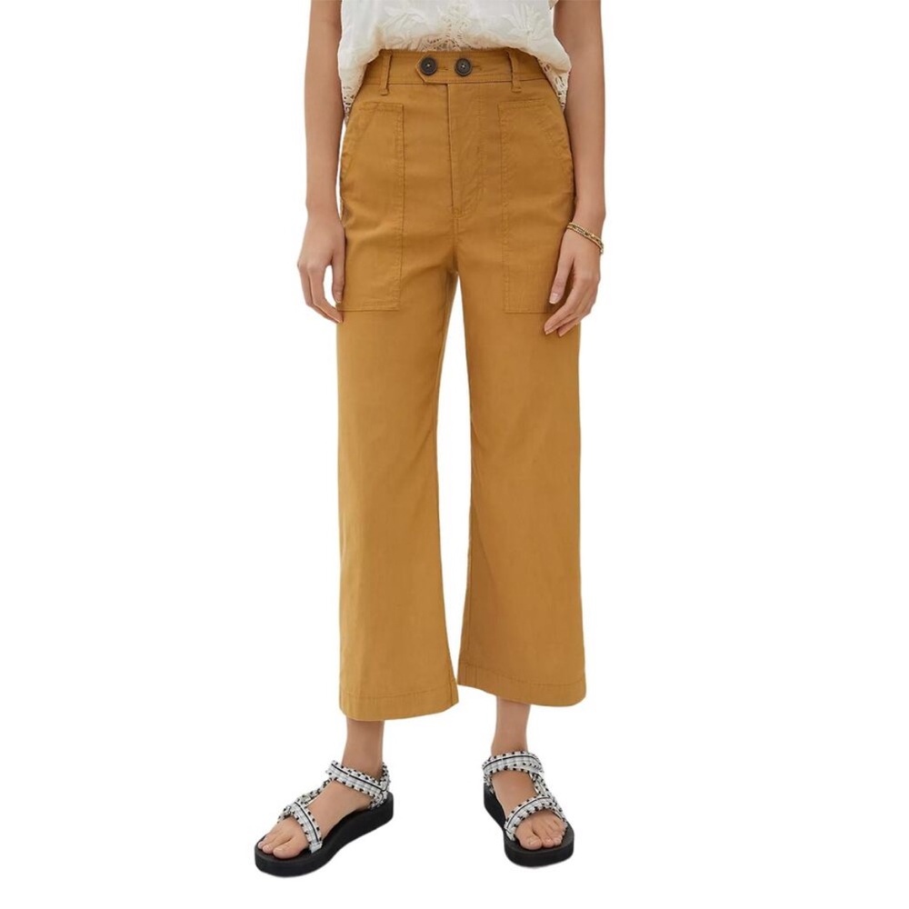 Maeve Wide-Leg Utility Pants in Mustard